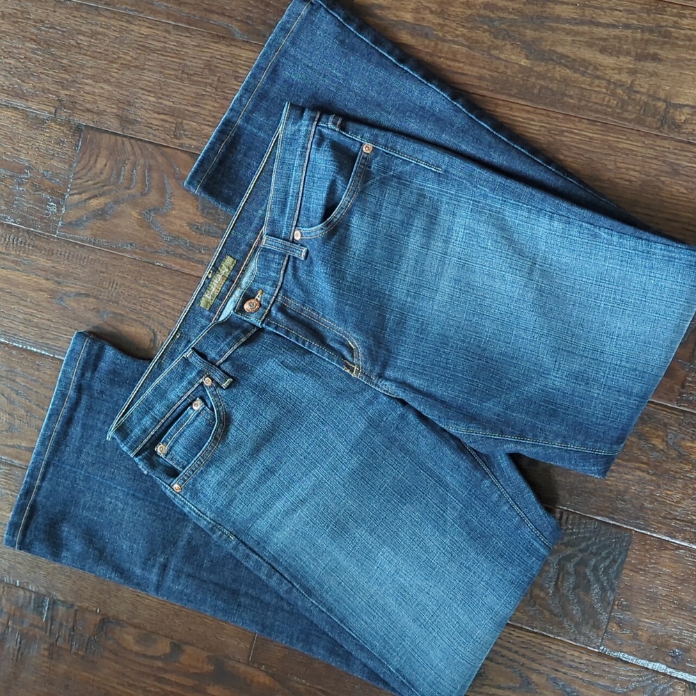 DAVID KAHN JEANSWEAR I Nikki Mid-Rise Bootcut Flared Denim Blue Jeans, 30